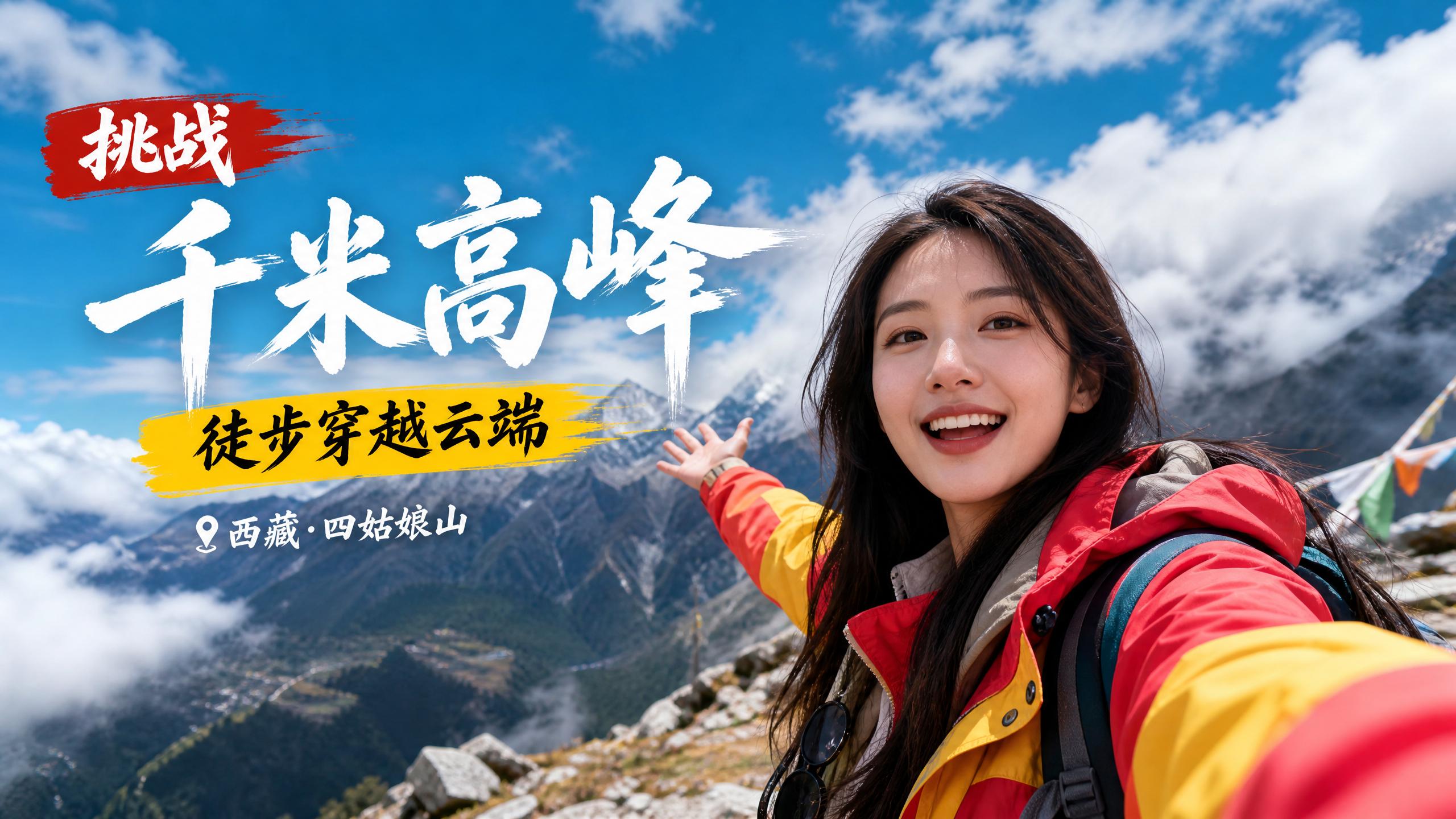 抖音风 【旅行视频vlog】挑战千米高峰！西藏四姑娘山徒步穿越云端完整记录